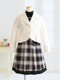 組曲 チェック柄スカートのワンピースと白のジャケット 130(セット内容:ワンピース・ジャケット)