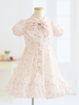 メゾピアノ ふんわり花柄ワンピースとジャケットのスーツ 120