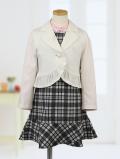 組曲 グレーチェックワンピースと白ジャケットのスーツ　120