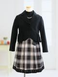 組曲 チェック柄スカートのワンピースと黒のジャケット 130(セット内容:ワンピース・ジャケット)