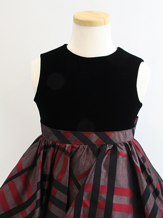 バーバリー 二段フリルのチェック(赤)ドレス 110