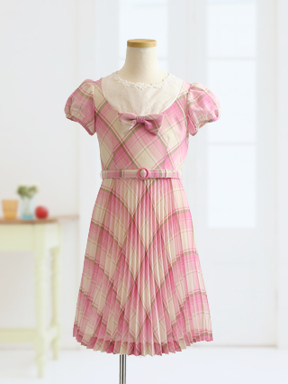 メゾピアノ 優しいピンクのプリーツワンピースのスーツ 130