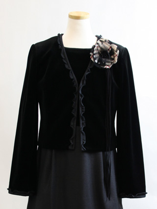 バーバリー 大きなコサージュ付きブラックドレス 150(セット内容:ワンピース・カーディガン)