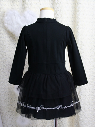 ポンポネット　黒のチュールが可愛いワンピース　100