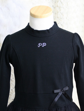 ポンポネット　黒のチュールが可愛いワンピース　100