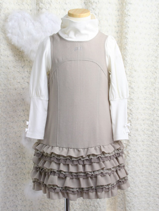 ポンポネット　黒ジャケットとフリルスカートのアンサンブル　110