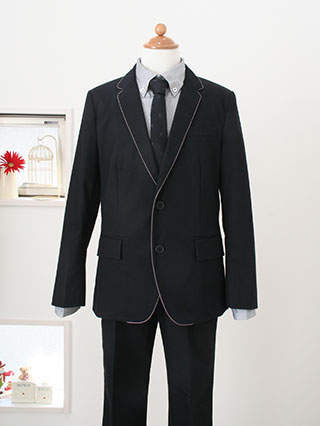 ブルークロス 黒に紫パイピングのスーツ 150 / ブランドフォーマル