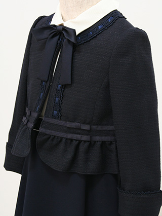 組曲　紺のツイードジャケットとワンピース　120