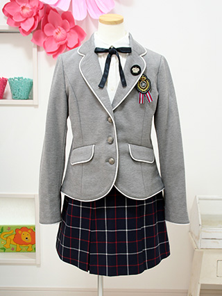 組曲　グレージャケットと紺色スカパンのスーツ　150/160(サイズ160)