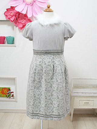 組曲　薄グレーのロングドレス　160