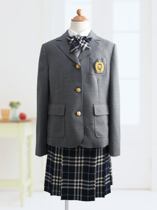 バーバリー　グレーブレザーと青系ノバチェックのスーツ　160