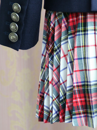 ラルフローレン　オレンジ系プリーツスカートとリボンのスーツ　110