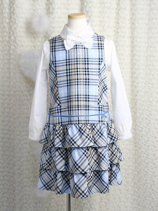 ポンポネット　3段フリルのアンサンブルスーツ　130