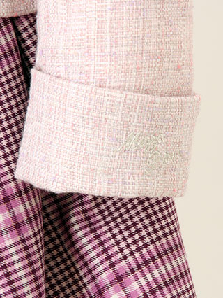 メゾピアノ　ピンクのツイードジャケットセレモニースーツ　120